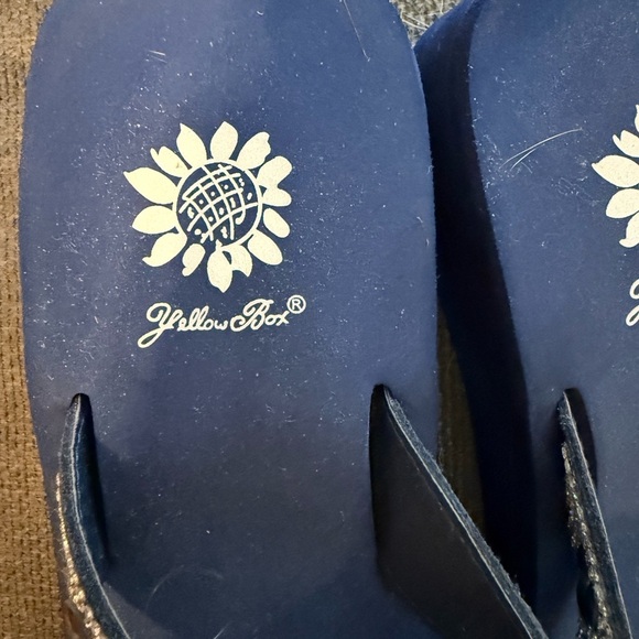 Yellow box sparrow wedge sandals navy 7 1/2 low wedge - Picture 2 of 5